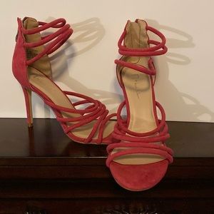 Pink multi strap heels